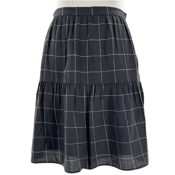 Madewell Style G2199 womens skirt size 12 black white window pane checkered full - Picture 1 of 11